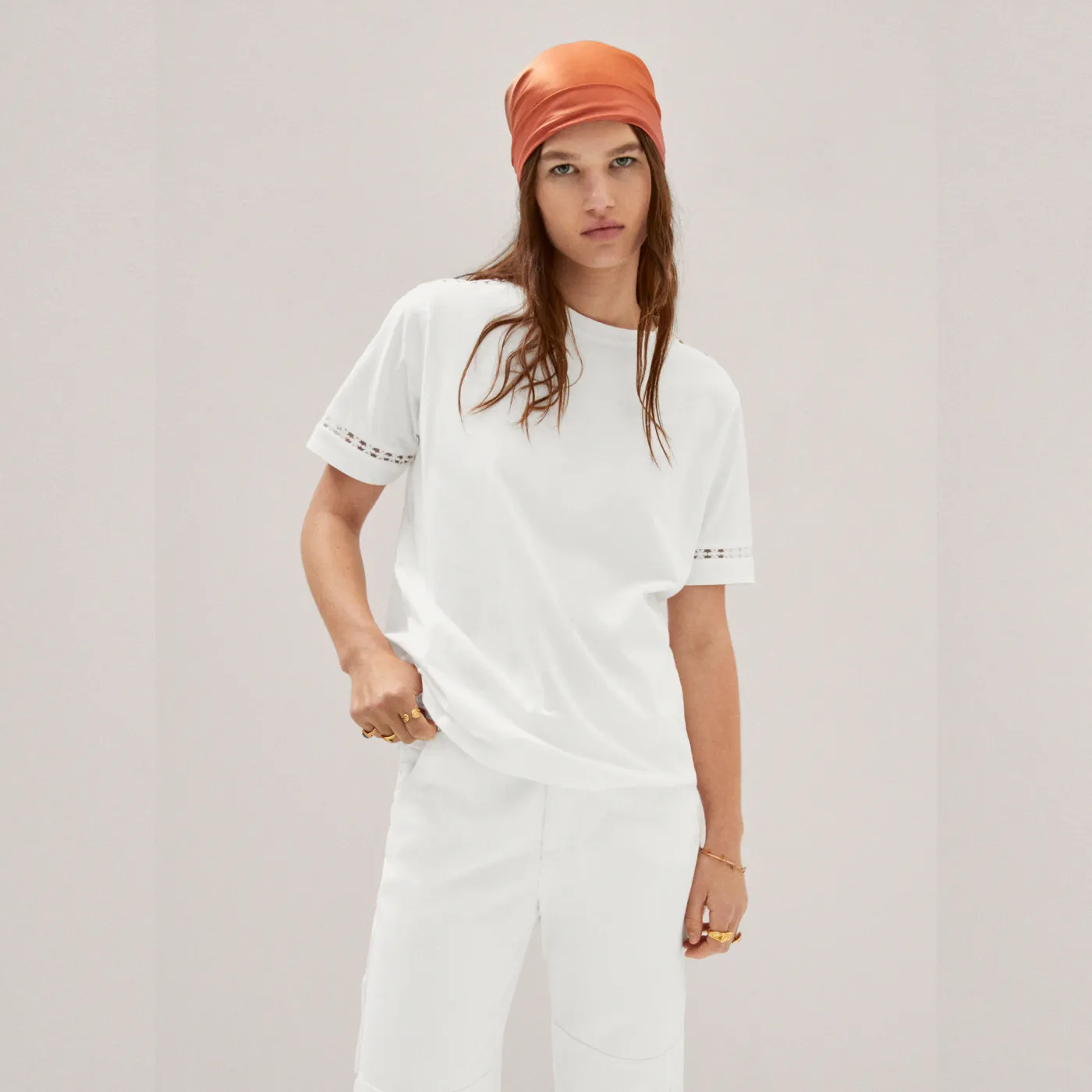 Embroidered White Cotton T-Shirt